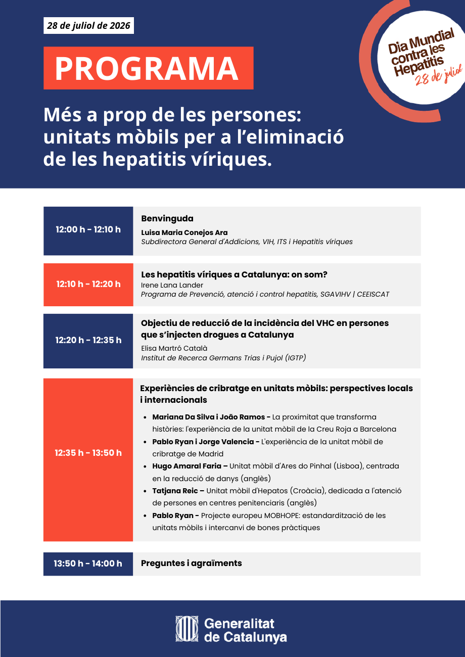 Programme of the Generalitat de Catalunya webinar for World Hepatitis Day, 28 July 2026